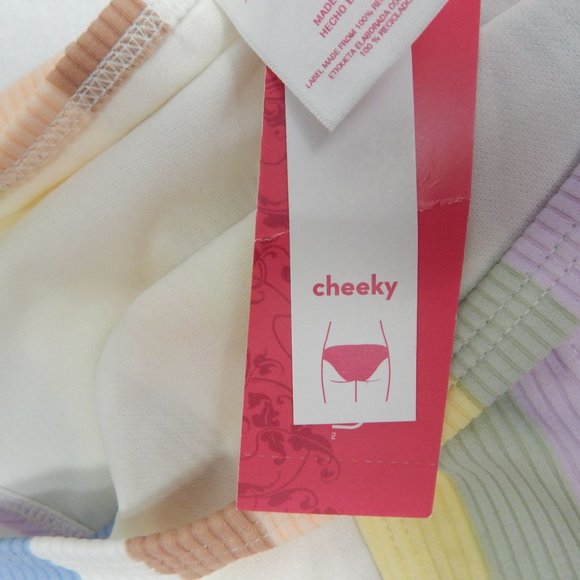 Cheeky Bikini Bottoms M Womens Xhilaration Striped Rainbow - Picture 4 of 6